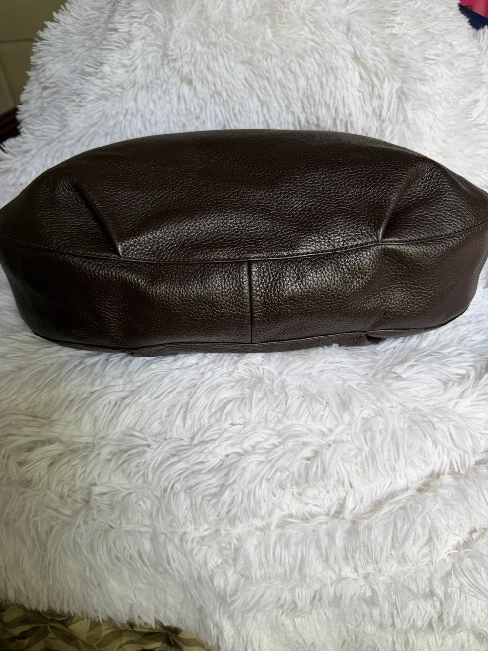 Michael Kors Charm Tassel Large Leather Shoulder Tote Hobo Coffee Brown